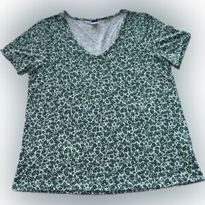 Old Navy Green and White Patterned Short Sleeve Top